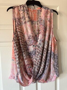 New York & Company Paisley Draped Sleeveless Camisole women’s XL